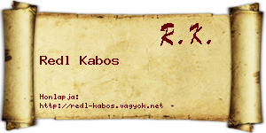 Redl Kabos névjegykártya